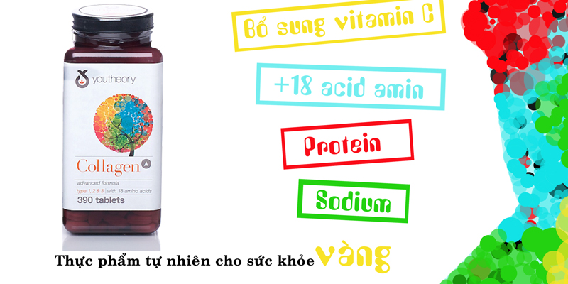 Collagen Youtheory 123 Viên uống collagen đẹp da mượt tóc