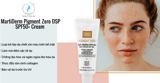 Hình. Công dụng của kem dưỡng phục hồi da ban ngày MartiDerm Pigment Zero DSP SPF50+ Cream