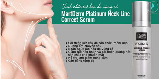 Hình. Công dụng của tinh chất trẻ hoá da vùng cổ Platinum Neck Line Correct Serum