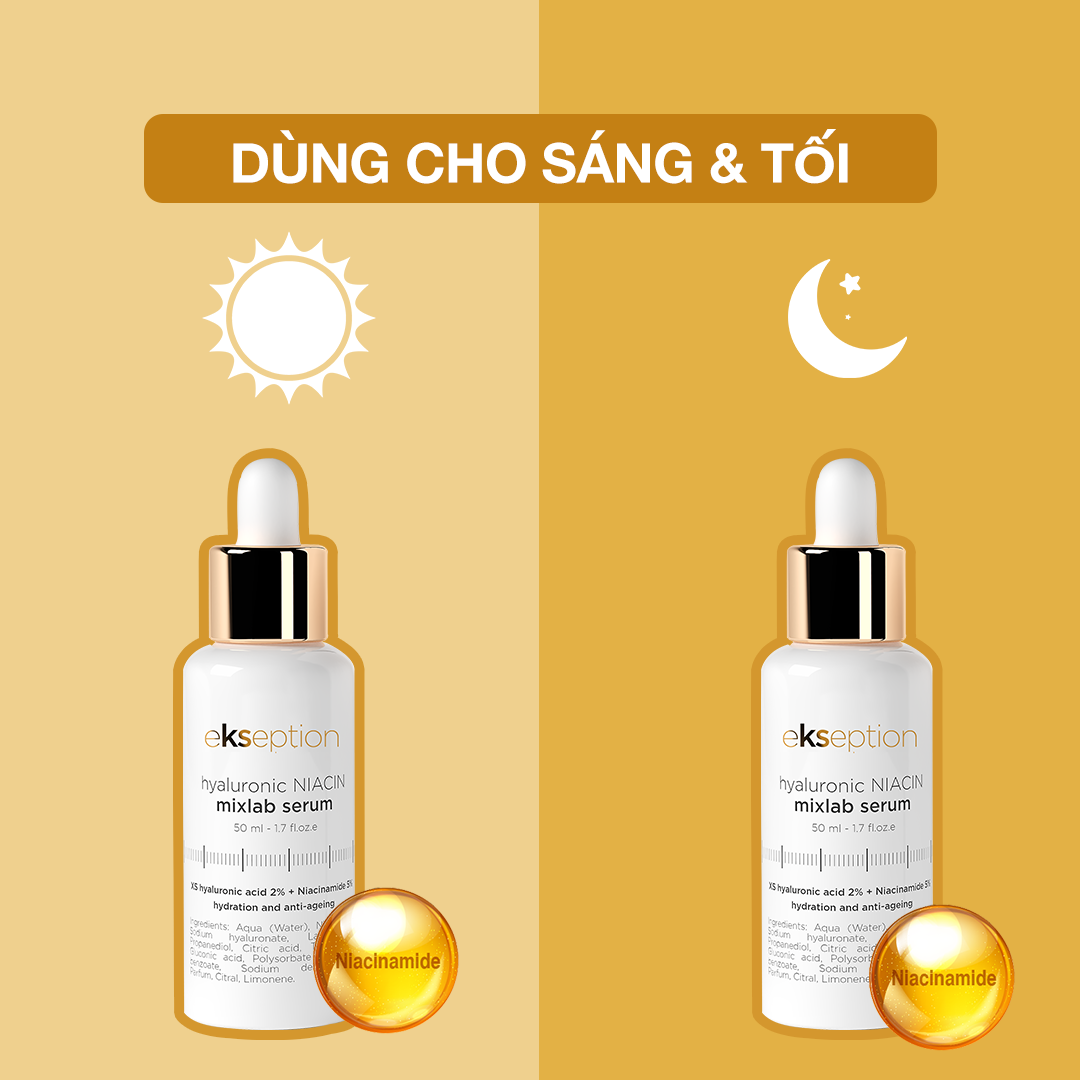 Sử dụng Ekseption Niacin Serum cả buổi sáng và buổi tối