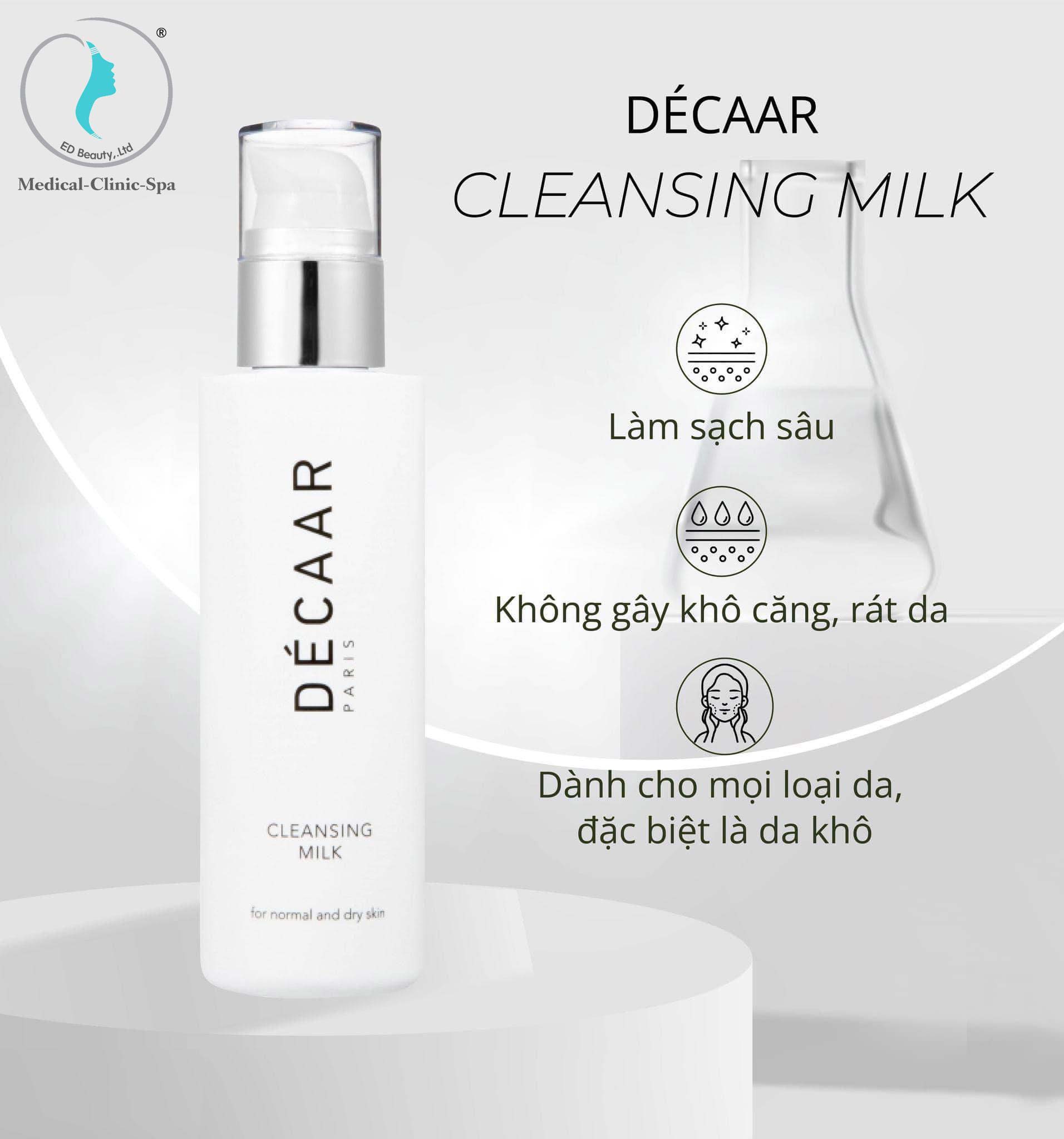 Công dụng của sữa rửa mặt dưỡng ẩm Décaar Cleansing Milk
