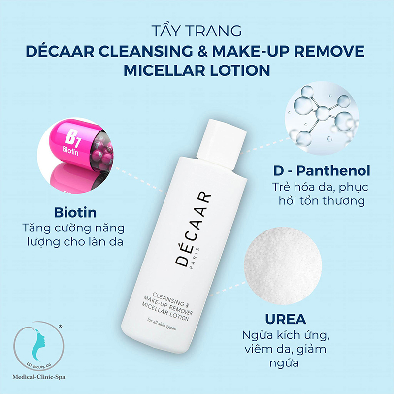 Nước tẩy trang Décaar Paris Cleansing and Make-up Remover Micellar Lotion