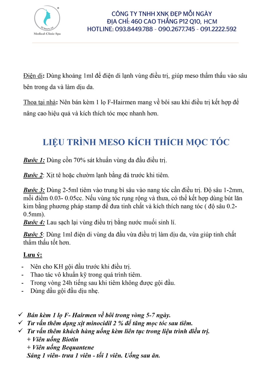 Tài liệu mình họa liệu trình kích thích mọc tóc Fusion Meso F-Hair Men tờ 2