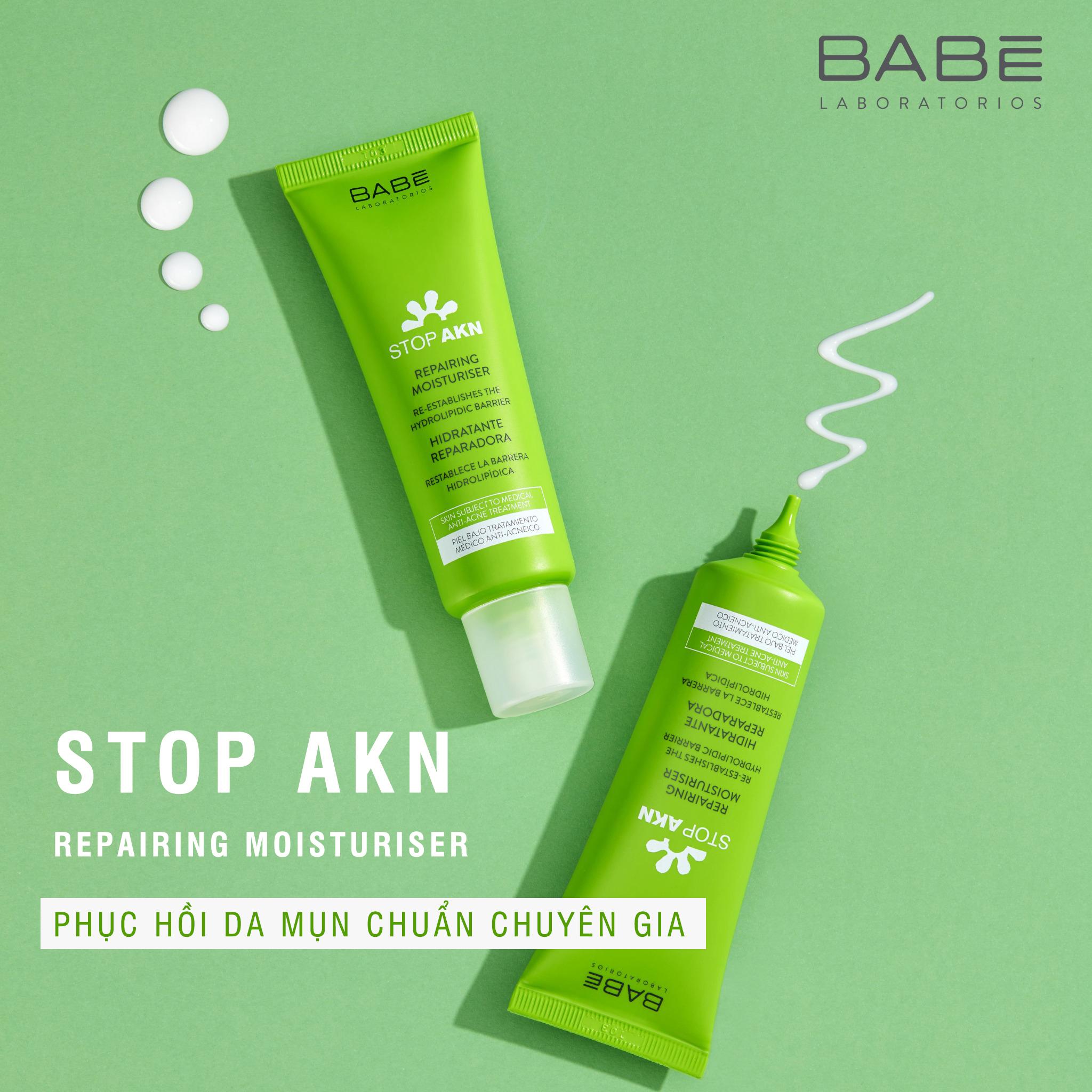 Babe Stop AKN Repairing Moisturiser phục hồi da mụn chuẩn chuyên gia