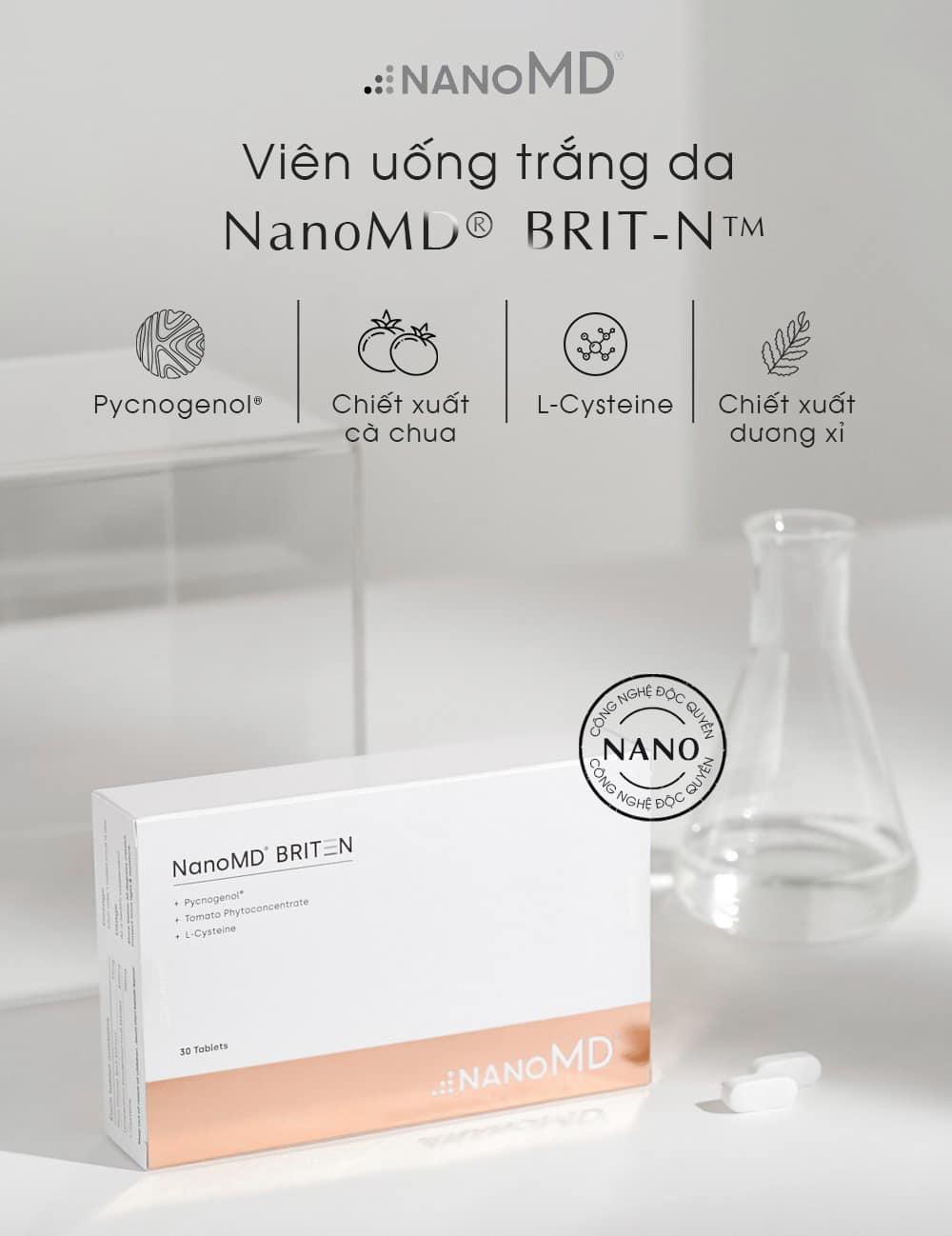 Thành phần viên uống dưỡng da trắng sáng Nano MD BRIT-N (30 viên)
