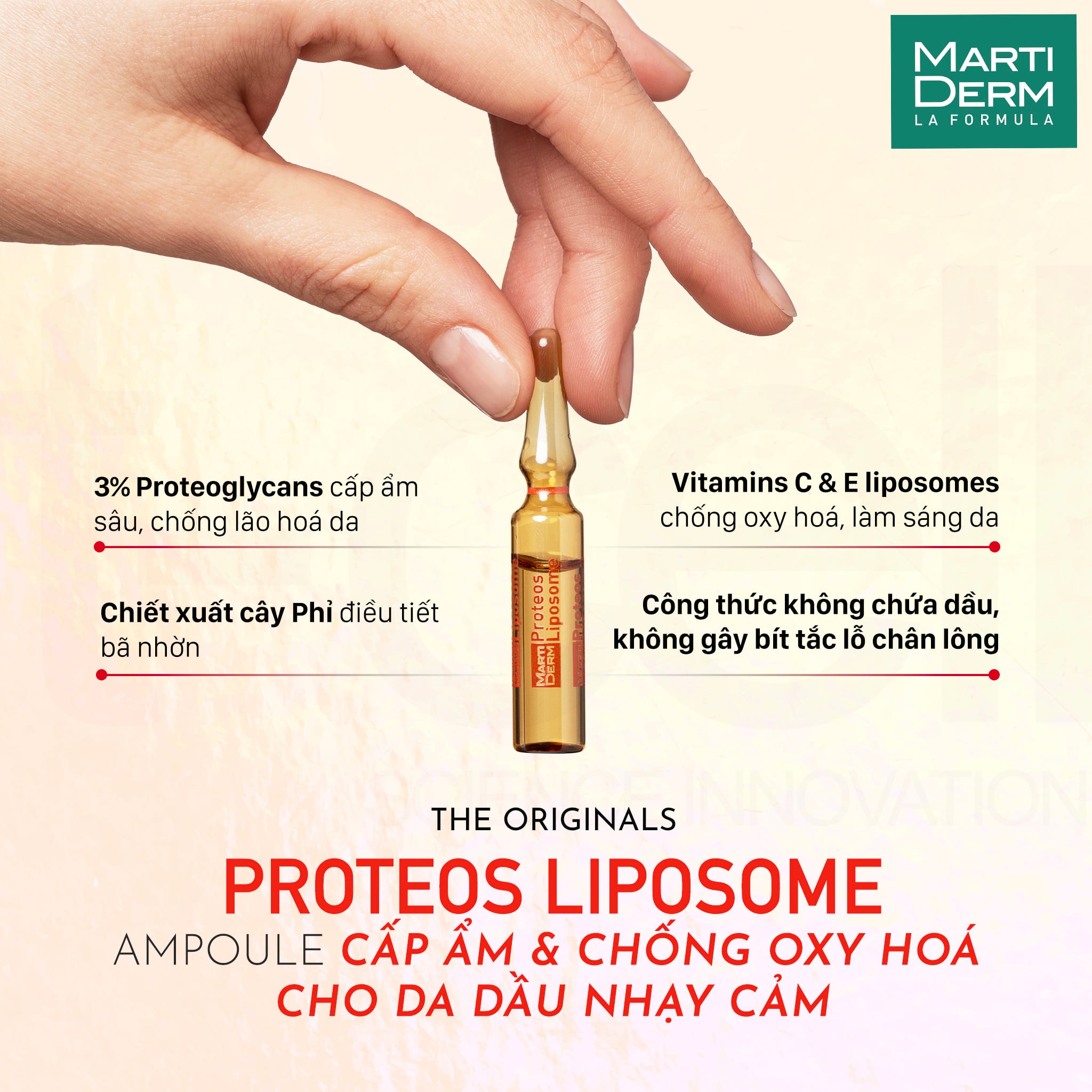 Ampoule cấp ẩm và chống oxy hóa Martiderm The Originals Proteos Liposome