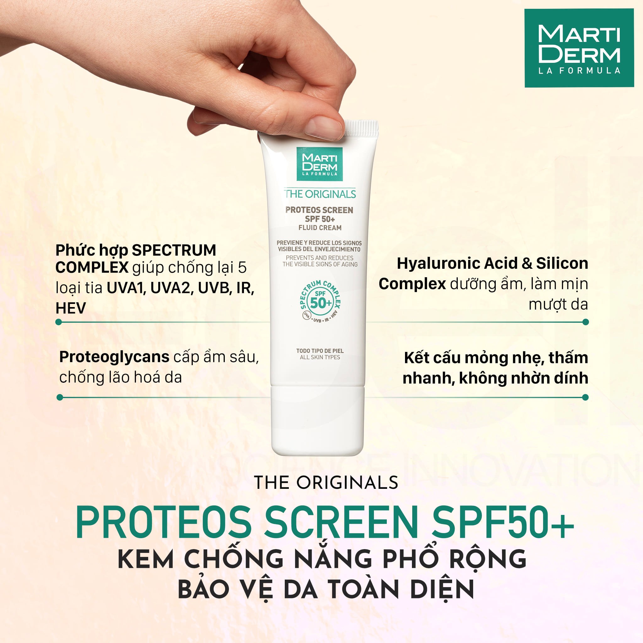 Kem chống nắng Martiderm The Originals Proteos Screen SPF50+ Fluid Cream\