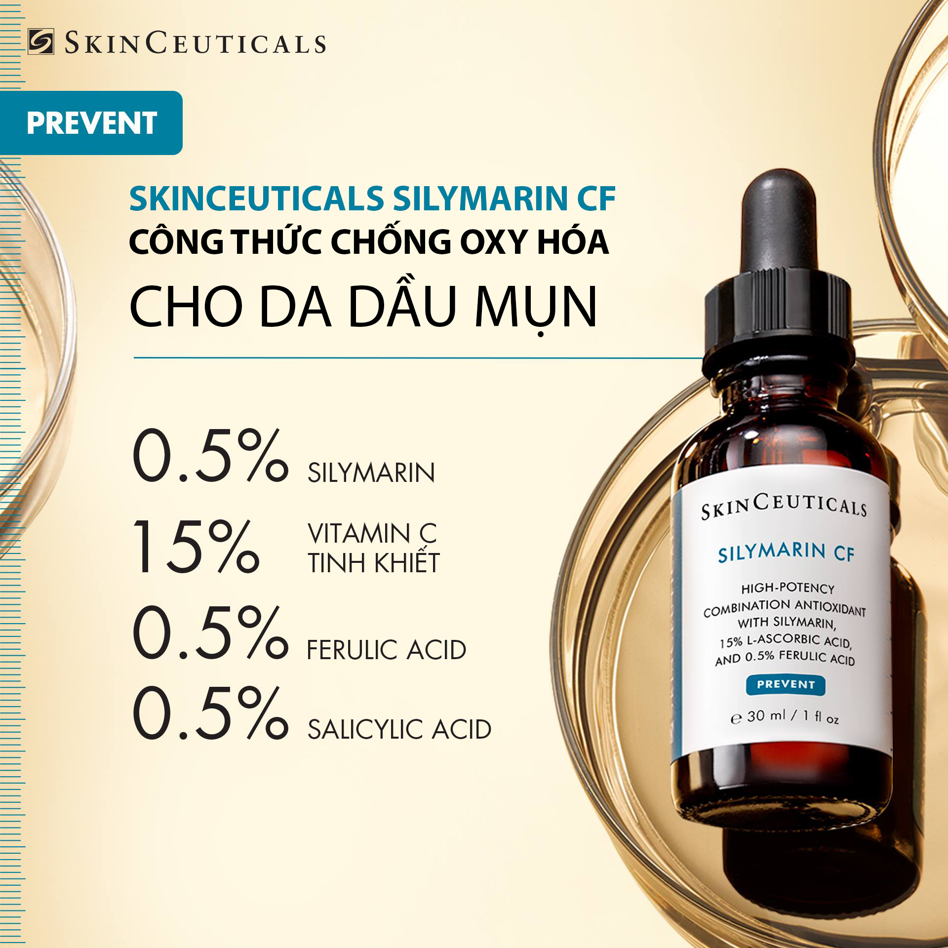 Sản phẩm Skinceuticals Sản phẩm Skinceuticals chống oxy hóa Silymarin CF dành cho da mụn